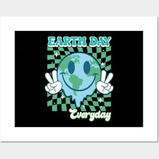 Earth Day Everyday Smile Face Hippie 54th Earth Day Anniversary Posters and Art